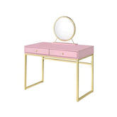 Coleen Pink & Gold Finish Vanity Desk Model AC00668 By ACME Furniture